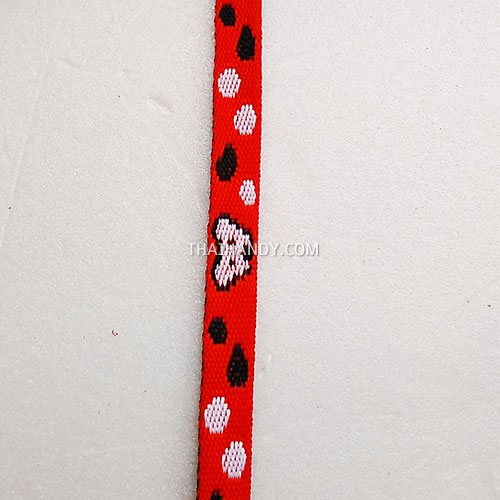 สายผ้า-ผ้ากุ๊น Cotton (ฝ้าย) การ์ตูน 2 หน้า ขนาด 3 หุน (1 cm) บรรจุ 1 เมตร สีแดง รูปเต็ม