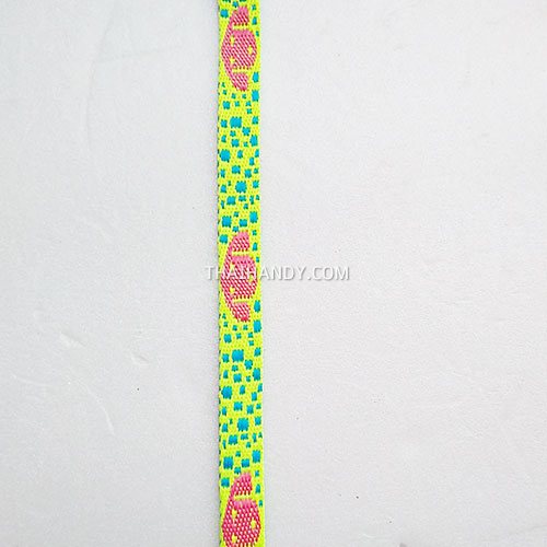 สายผ้า-ผ้ากุ๊น Cotton (ฝ้าย) การ์ตูน 2 หน้า ขนาด 3 หุน (1 cm) บรรจุ 1 เมตร สีเขียวตอง รูปเต็ม