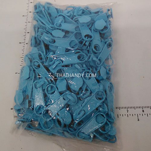 หัวซิปฟันไนลอน ป้าย ขนาดเบอร์ 3  บรรจุ 100 อัน สีฟ้า รูปเต็ม