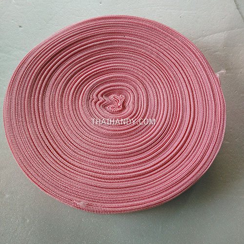 สายผ้า-ผ้ากุ๊น PP  ลายเวอร์จิ้น ขนาด 7 หุน บรรจุ 50 เมตร สีชมพูอ่อน รูปเต็ม