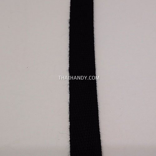 สายผ้า-ผ้ากุ๊น Cotton (ฝ้าย) ลายก้างปลา ขนาด 4 หุน (1.3 cm) บรรจุ 1 เมตร สีดำ รูปเต็ม