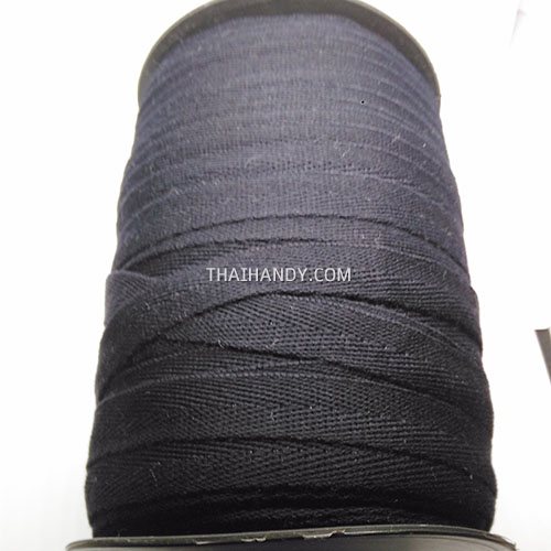 สายผ้า-ผ้ากุ๊น Cotton (ฝ้าย) ลายก้างปลา ขนาด 4 หุน (1.3 cm) บรรจุ 85 หลา สีดำ รูปเต็ม