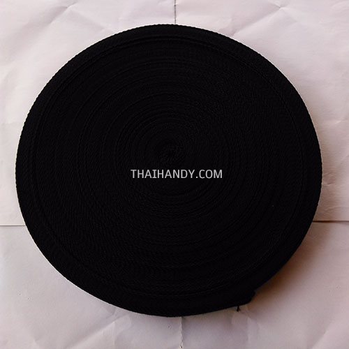 สายผ้า-ผ้ากุ๊น Cotton (ฝ้าย) สปันหนา ขนาด 1 นิ้ว บรรจุ 50 เมตร สีดำ รูปเต็ม