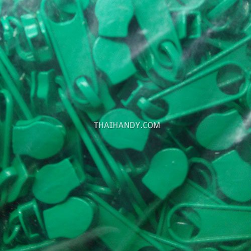 หัวซิปฟันไนลอน ป้าย ขนาดเบอร์ 3  บรรจุ 100 อัน สีเขียว รูปเต็ม