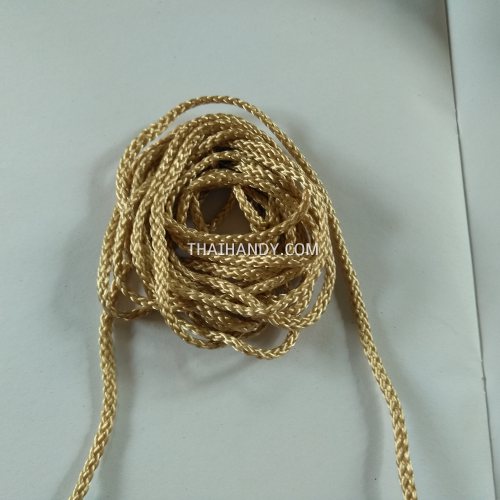 เชือกถักเปีย  PP  ขนาด 4 mm  บรรจุ 500 กรัม สีกากีแกมทอง รูปเต็ม
