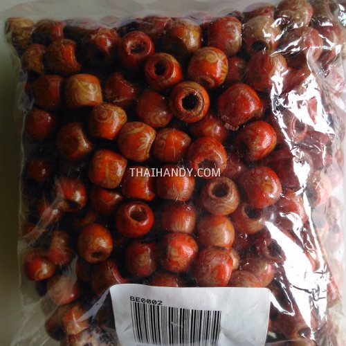 ลูกปัดไม้ ลาย ขนาด 12 mm  บรรจุ 400 อัน สีลาย รูปเต็ม