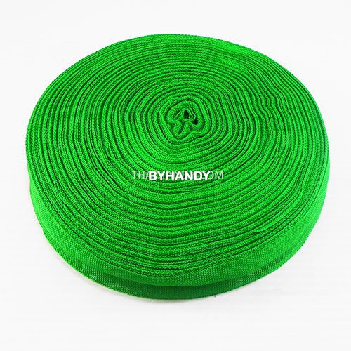 สายผ้า-ผ้ากุ๊น PP  ลายเวอร์จิ้น ขนาด 7 หุน บรรจุ 100 หลา สีเขียวใบไม้ รูปเต็ม