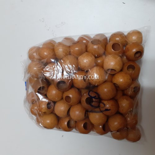 ลูกปัดไม้ กลม ขนาด 20 mm  บรรจุ 100 อัน สีครีม รูปเต็ม