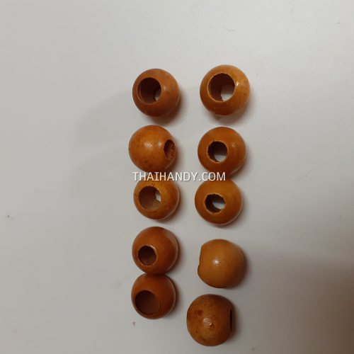 ลูกปัดไม้ กลม ขนาด 20 mm  บรรจุ 10 อัน สีครีม รูปเต็ม