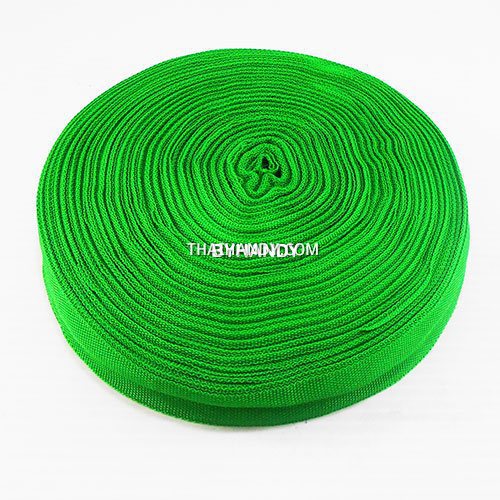 สายผ้า-ผ้ากุ๊น PP  ลายเวอร์จิ้น ขนาด 7 หุน บรรจุ 100 เมตร สีเขียวใบไม้ รูปเต็ม