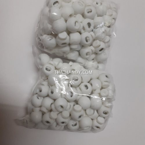 ตัวล็อคเชือก กลมกะโหลก ขนาดจิ๋ว บรรจุ 100 อัน สีขาว รูปเต็ม