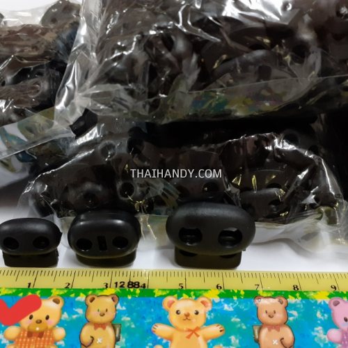 ตัวล็อคเชือก จมูกหมู ขนาดจิ๋ว บรรจุ 1000 อัน สีดำ รูปเต็ม