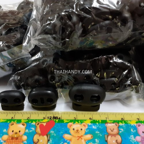 ตัวล็อคเชือก จมูกหมู ขนาดกลาง บรรจุ 1000 อัน สีดำ รูปเต็ม