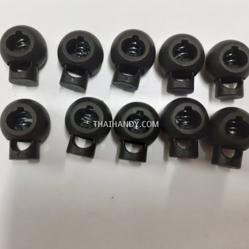 ตัวล็อคเชือก กลมกะโหลก ขนาดใหญ่ บรรจุ 10 อัน สีดำ รูปเต็ม