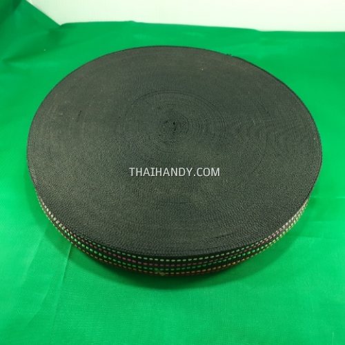 สายผ้า-ผ้ากุ๊น PP  ลายจุด ขนาด 1.5 นิ้ว บรรจุ 50 เมตร สีดำ รูปเต็ม