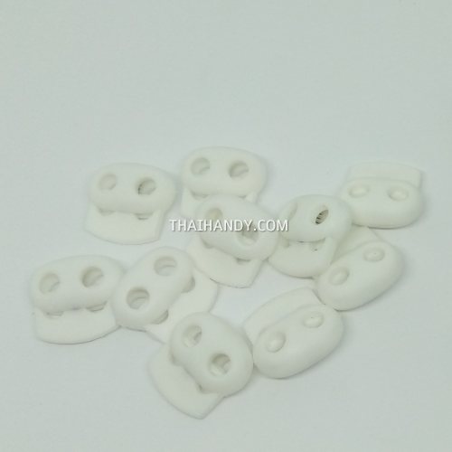 ตัวล็อคเชือก จมูกหมู ขนาดจิ๋ว บรรจุ 10 อัน สีขาว รูปเต็ม