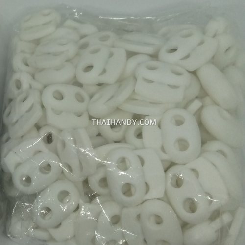ตัวล็อคเชือก จมูกหมู ขนาดจิ๋ว บรรจุ 100 อัน สีขาว รูปเต็ม