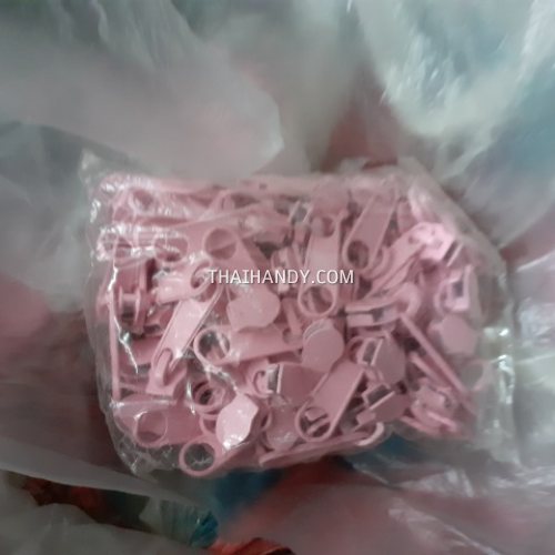 หัวซิปฟันไนลอน ป้าย ขนาดเบอร์ 3  บรรจุ 100 อัน สีชมพู รูปเต็ม