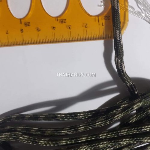 เชือกร่มมีไส้ แพ็ค ขนาด 4 mm  บรรจุ 1 เมตร สีเขียวขี้ม้าลายพราง รูปเต็ม