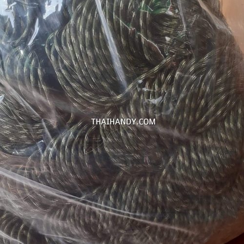 เชือกร่มมีไส้ แพ็ค ขนาด 3 mm  บรรจุ 1000 กรัม สีเขียวขี้ม้าลายพราง รูปเต็ม
