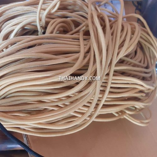 เชือกร่มมีไส้ แพ็ค ขนาด 4 mm  บรรจุ 500 กรัม สีกากีแกมทอง รูปเต็ม