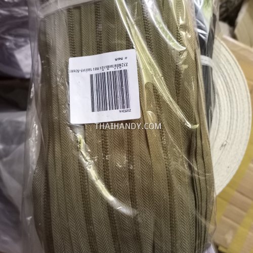 รางผ้าซิปเฉพาะรางซิป ฟันเหล็ก ขนาดเบอร์ 3 ฟันสีทองรมดำ บรรจุ 50 หลา สีขี้ม้า รูปเต็ม