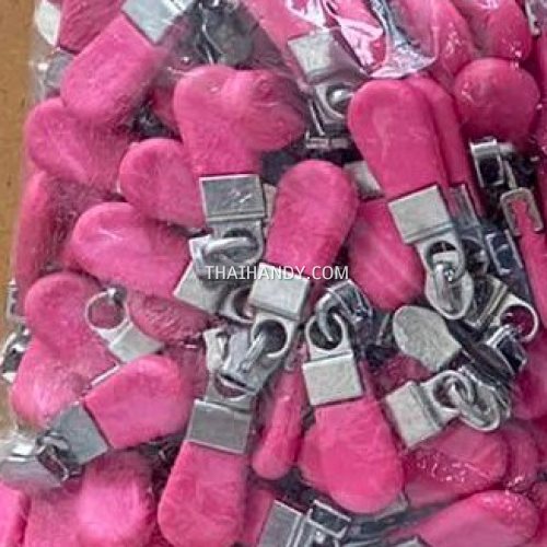 หัวซิปฟันไนลอน พลาสติก ขนาดเบอร์ 5  บรรจุ 100 อัน สีชมพูเข้ม รูปเต็ม