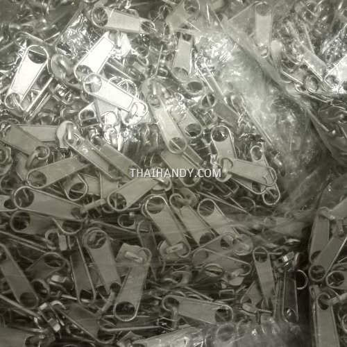 หัวซิปฟันไนลอน ป้าย 2 หาง ขนาดเบอร์ 5  บรรจุ 1200 อัน สีนิเกิ้ล รูปเต็ม