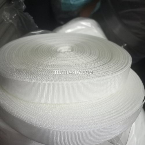 สายผ้า-ผ้ากุ๊น PP  ลายเวอร์จิ้น ขนาด 7 หุน บรรจุ 100 เมตร สีขาว รูปเต็ม