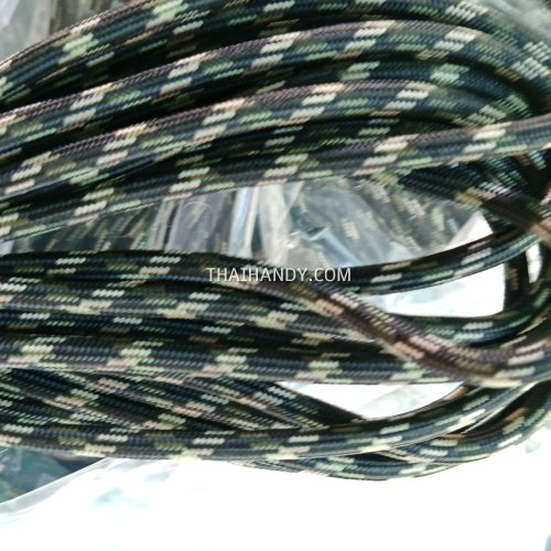 เชือกร่มมีไส้ แพ็ค ขนาด 4 mm  บรรจุ 1 เมตร สีดำลายพราง รูปเต็ม