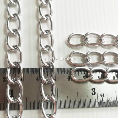 โซ่อลูมิเนียม  ACU29-225  ขนาด 10 mm x 15 mm จีน บรรจุ 50 เมตร สีเงิน รูปเต็ม