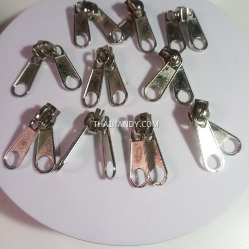 หัวซิปฟันไนลอน สองหาง ขนาดเบอร์ 8  บรรจุ 100 อัน สีนิเกิ้ล รูปเต็ม